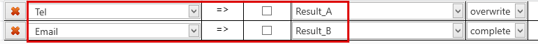 Spaltenzuordnung Column assignment