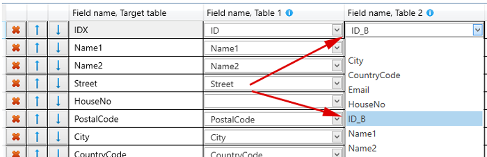 Tabellen zusammenfassen, Spalte zuordnen Merge tables, assign columns